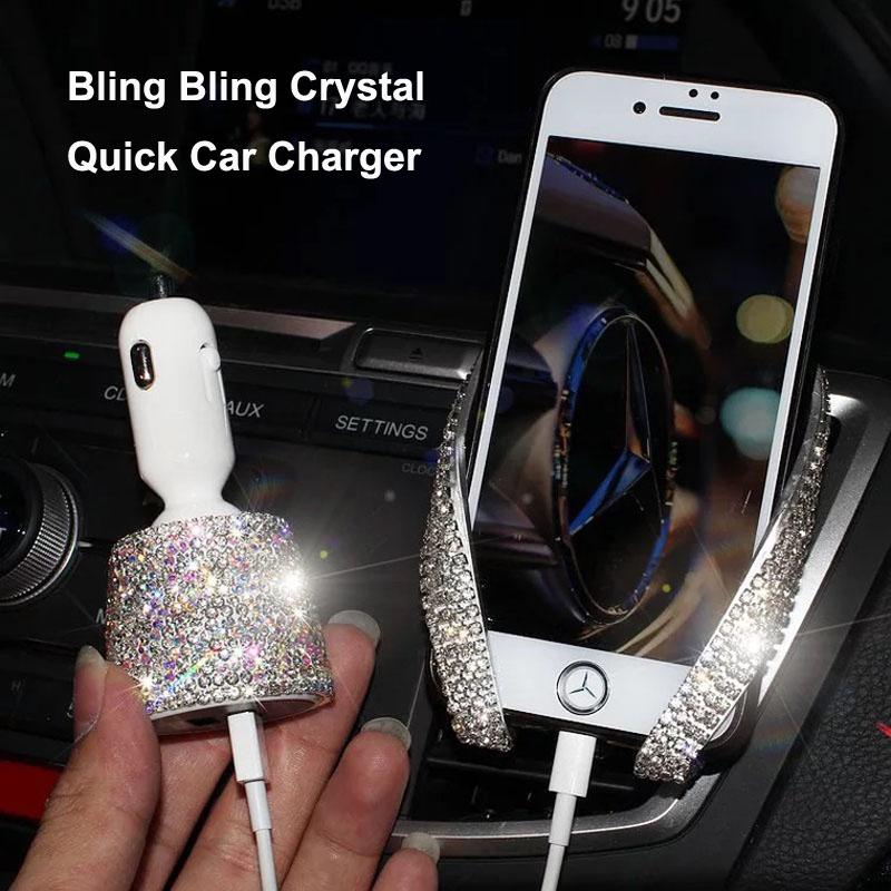 Luxury Crystallized Dual USB Quick Car Charger